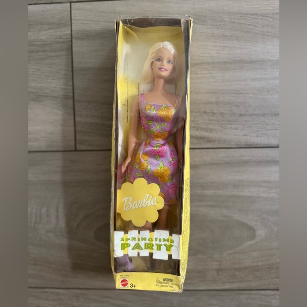 Barbie springtime party Purple Floral Dress with Yellow and Pink Roses